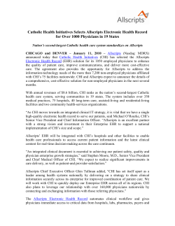 CHI Selects Allscripts Electronic Health Record