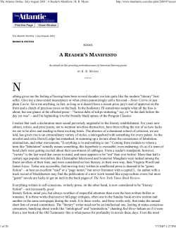 The Atlantic Online | July/August 2001 | A Reader`s Manifesto