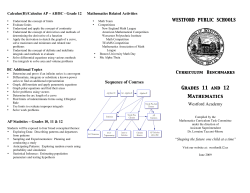 Mathematics Grades 11-12 - Westford Public Schools