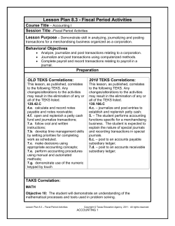 Lesson Plan 8.3 - Fiscal Period Activities