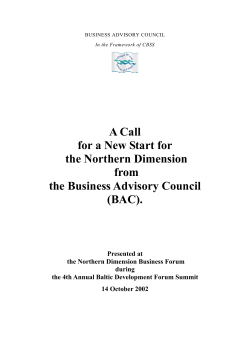 A Call for a New Start for the Northern Dimension from the Business