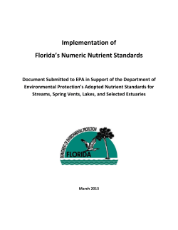 Implementation of Florida`s Numeric Nutrient Standards
