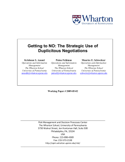 Getting to NO: The Strategic Use of Duplicitous Negotiations