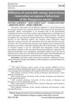 Nowadays, innovation and its diffusion represent a crucial