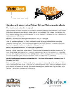 Questions and Answers about Winter Highway Maintenance in Alberta