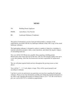TO: Building Permit Applicant FROM: Aaron Kiesz, City Forester RE