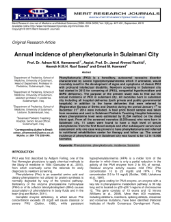 incedience of PKU in Sulaimani (PDF Available)