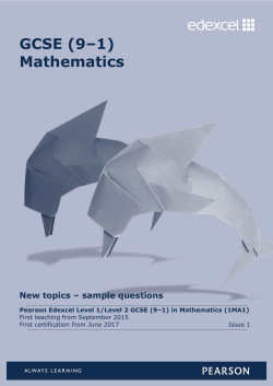 Sample Questions for new topics - Edexcel