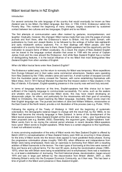 Māori lexical items in NZ English - Victoria University of Wellington