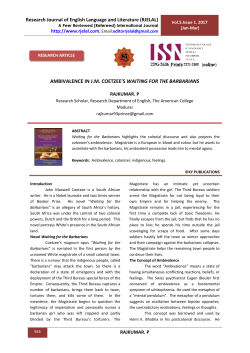 ambivalence in jm coetzee`s waiting for the barbarians