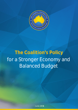 The Coalition`s Policy for a Stronger Economy and Balanced Budget