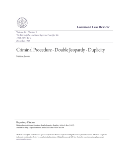 Criminal Procedure - Double Jeopardy - Duplicity