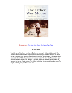 Empowerment: The Other Wes Moore: One Name, Two Fates By