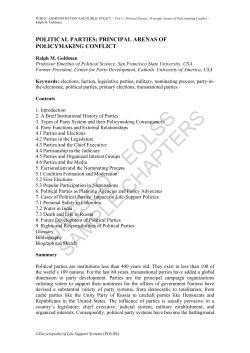 Political Parties: Principal Arenas of Policymaking Conflict