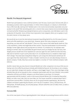Nestl&eacute;: Pro Boycott Argument