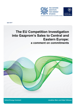 The EU Competition Investigation into Gazprom`s Sales to Central