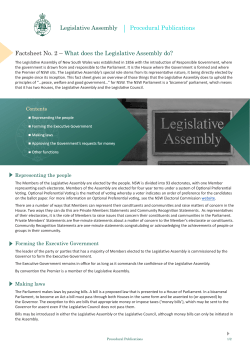 Fact Sheet 2 - What does the Legislative Assembly do