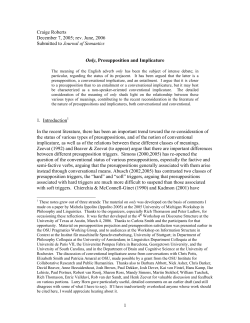 Only Presupposition and Implicature - OSU Linguistics