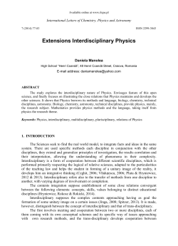 Extensions Interdisciplinary Physics