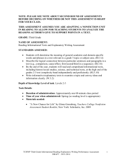GRADE: Fifth - Teachers College Reading and Writing Project