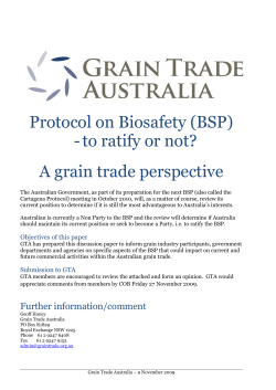 Protocol on Biosafety (BSP) - to ratify or not?