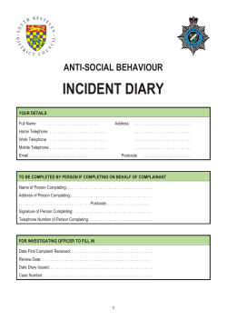 an anti-social behaviour incident diary