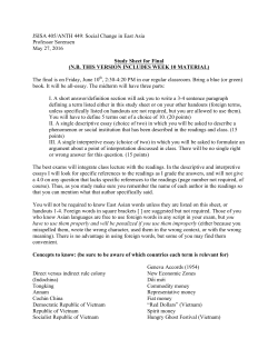 JSISA 405/ANTH 449: Social Change in East Asia Professor