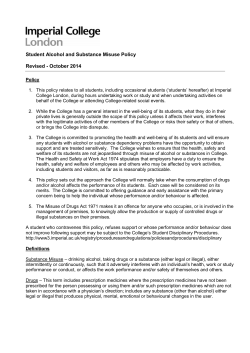 Student Alcohol and Substance Misuse Policy
