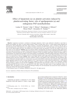 Effect of lipoprotein (a) on platelet activation induced by platelet