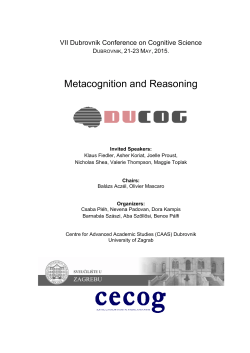 Metacognition and Reasoning