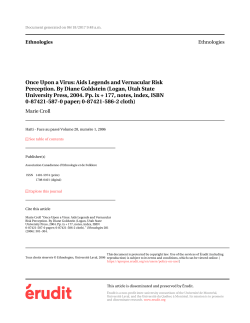 Once Upon a Virus: Aids Legends and Vernacular Risk