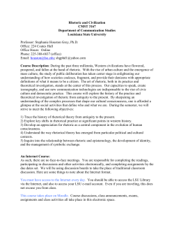 Rhetoric and Civilization CMST 3167 Department of Communication