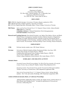 JOHN CLEMENT BALL Department of English University of