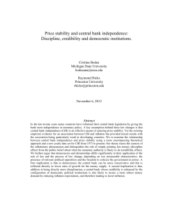 Price stability and central bank independence: Discipline, credibility