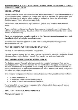 Secondary Appeal Form notes - St Benedict`s Catholic College