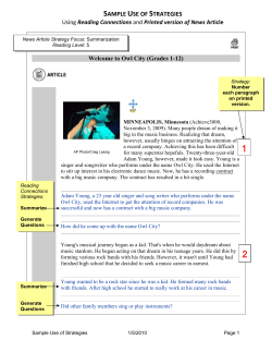 SAMPLE USE OF STRATEGIES