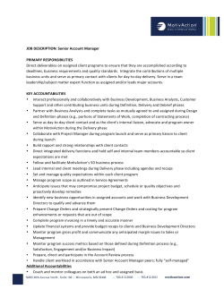 JOB DESCRIPTION: Senior Account Manager