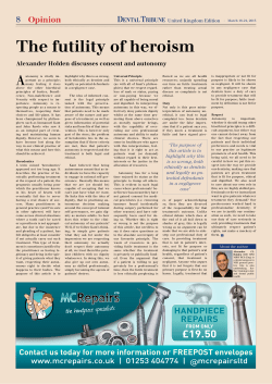 The futility of heroism - Dental Tribune International