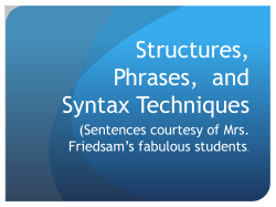 Structures, Phrases, and Syntax Techniques