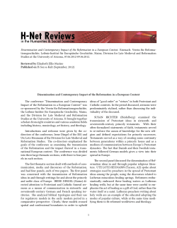 Dissemination and Contemporary Impact of the Reformation - H-Net