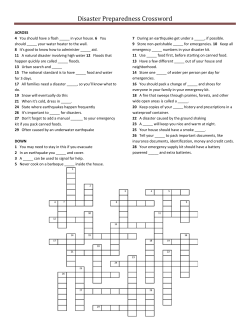 Disaster Preparedness Crossword
