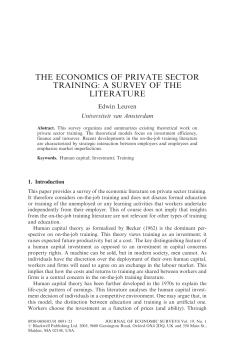 THE ECONOMICS OF PRIVATE SECTOR TRAINING: A SURVEY