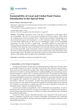 Sustainability of Local and Global Food Chains: Introduction to the