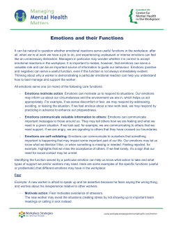 Emotions and their Functions - Workplace Strategies for Mental Health