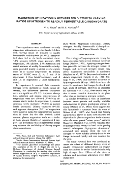 MAGNESIUM UTILIZATION IN WETHERS FED DIETS WITH