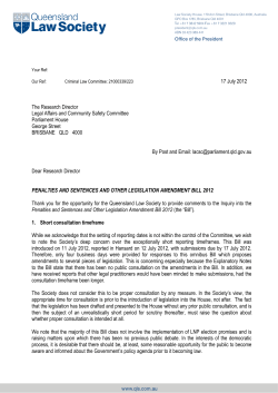 Penalties and Sentences and Other Legislation Amendment Bill 2012