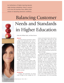 Balancing Customer Needs and Standards in Higher Education