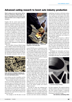 Advanced casting research to boost auto industry