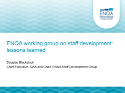 ENQA working group on staff development: lessons learned