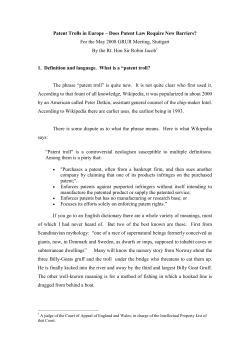 Patent trolls in Europe &ndash; Does Patent Law Require New